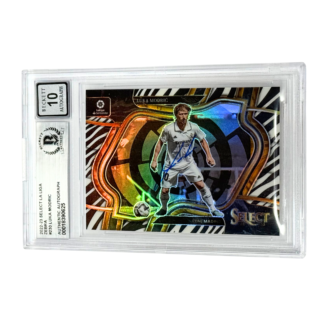 Luka Modric Signed 2022-23 Panini Select La Liga Zebra /25 #230 – BGS 10